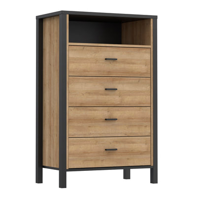 High Rock Chest of 4 Drawers in Matt Black/Riviera Oak – FTG