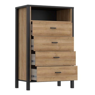 High Rock Chest of 4 Drawers in Matt Black/Riviera Oak – FTG, view 4
