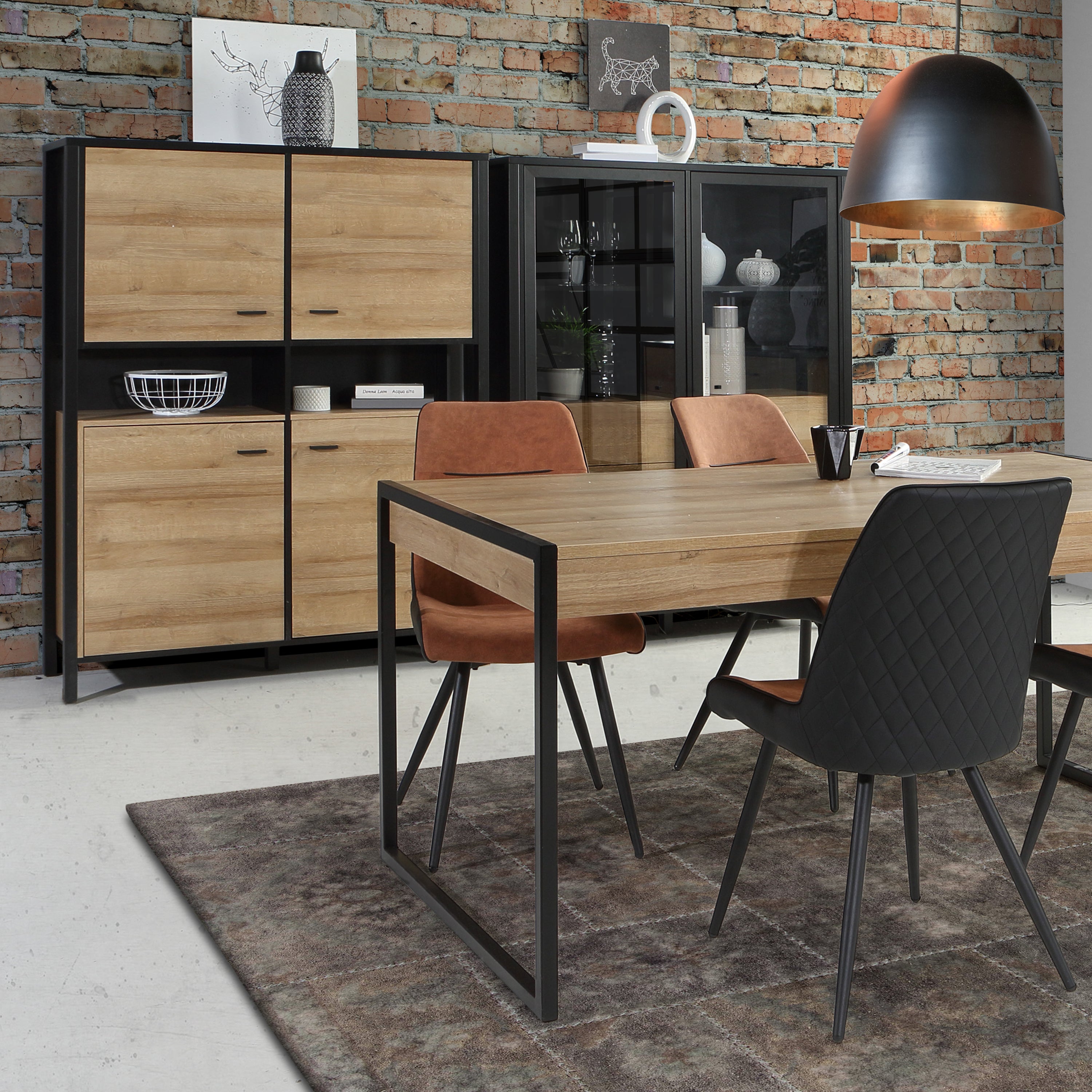 High Rock Storage Cabinet in Matt Black/Riviera Oak – FTG, view 5