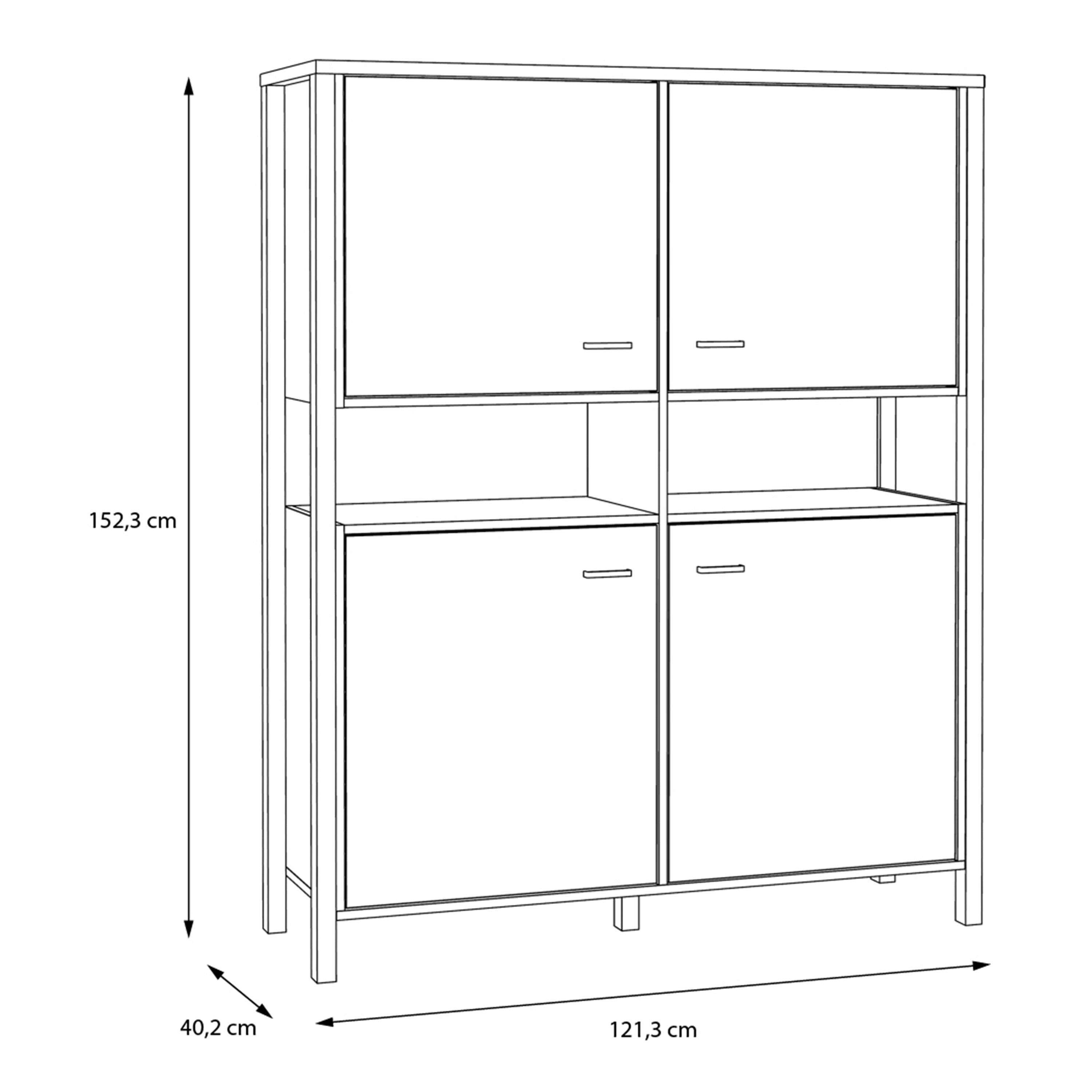 High Rock Storage Cabinet in Matt Black/Riviera Oak – FTG, view 7