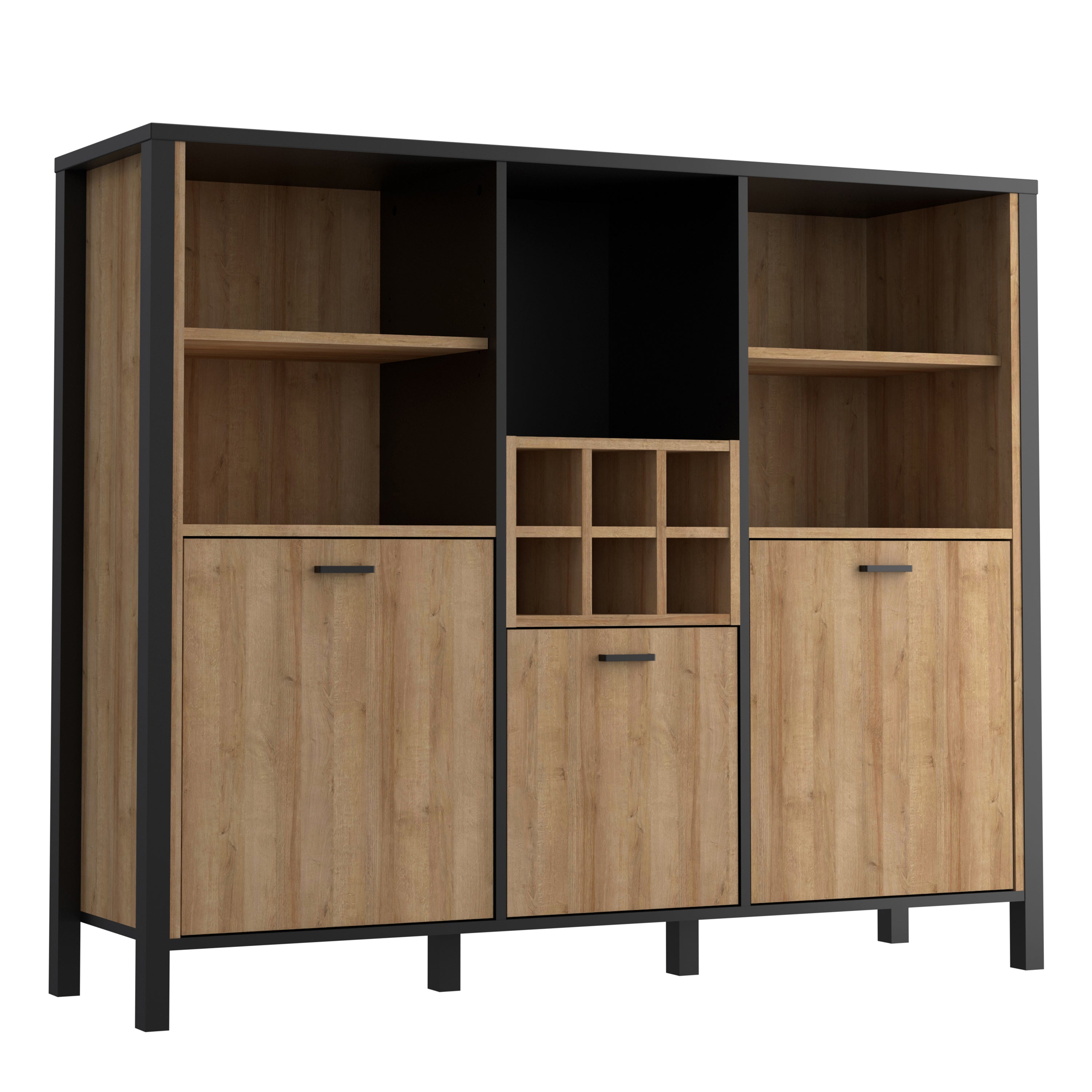 High Rock Shelf Unit in Matt Black/Riviera Oak – FTG