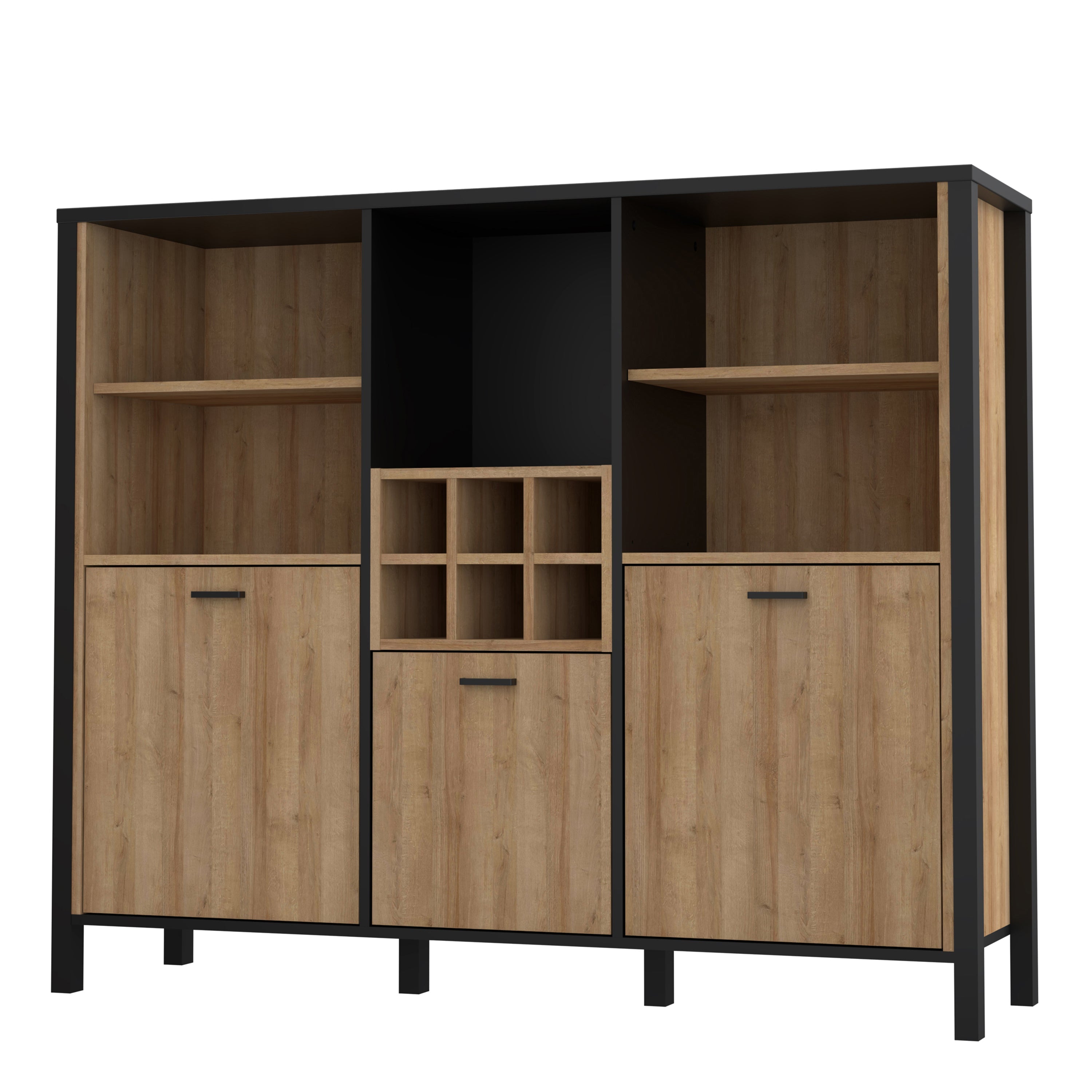 High Rock Shelf Unit in Matt Black/Riviera Oak – FTG, view 3