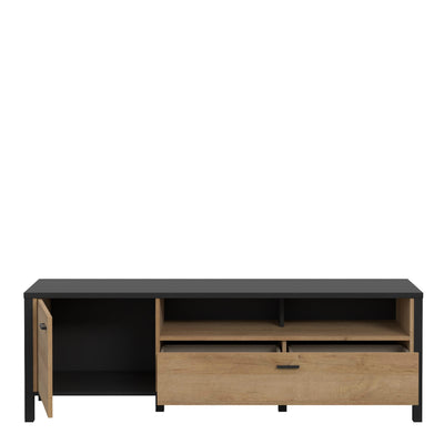 High Rock TV Unit in Matt Black/Riviera Oak – FTG, view 4