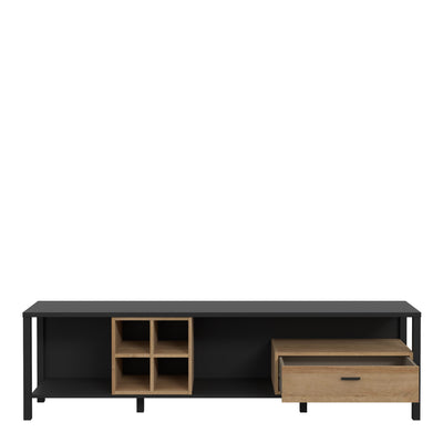 High Rock Wide TV Unit in Matt Black/Riviera Oak – FTG, view 4