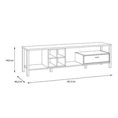 High Rock Wide TV Unit in Matt Black/Riviera Oak – FTG, view 7