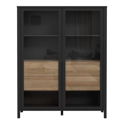 High Rock Extra Wide Display Cabinet in Matt Black/Riviera Oak – FTG, view 2