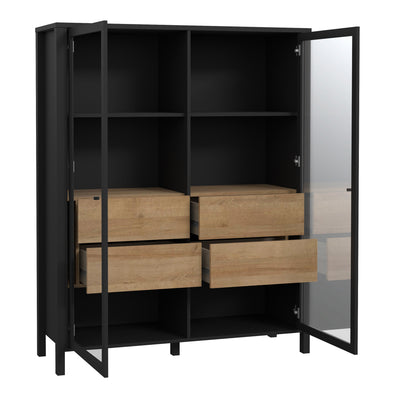 High Rock Extra Wide Display Cabinet in Matt Black/Riviera Oak – FTG, view 3