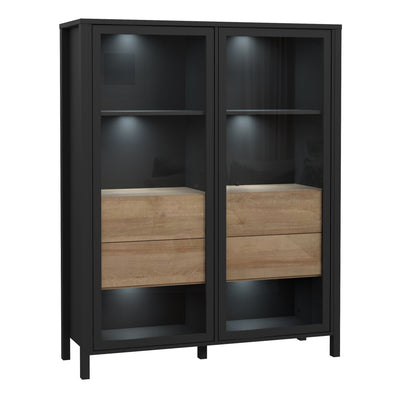High Rock Extra Wide Display Cabinet in Matt Black/Riviera Oak – FTG, view 5