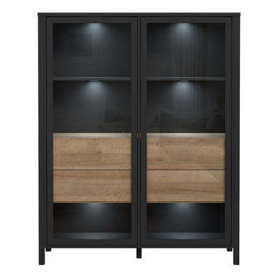 High Rock Extra Wide Display Cabinet in Matt Black/Riviera Oak – FTG, view 6