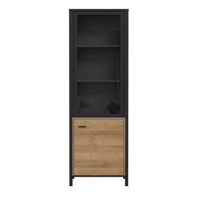 High Rock Wide Display Cabinet in Matt Black/Riviera Oak – FTG, view 2