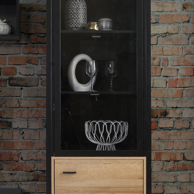 High Rock Wide Display Cabinet in Matt Black/Riviera Oak – FTG, view 8