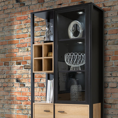 High Rock Display Cabinet in Matt Black/Riviera Oak – FTG, view 10