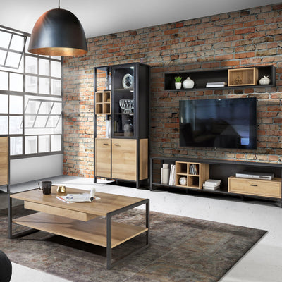 High Rock Display Cabinet in Matt Black/Riviera Oak – FTG, view 8