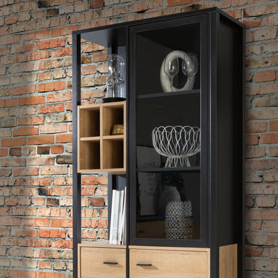 High Rock Display Cabinet in Matt Black/Riviera Oak – FTG, view 9