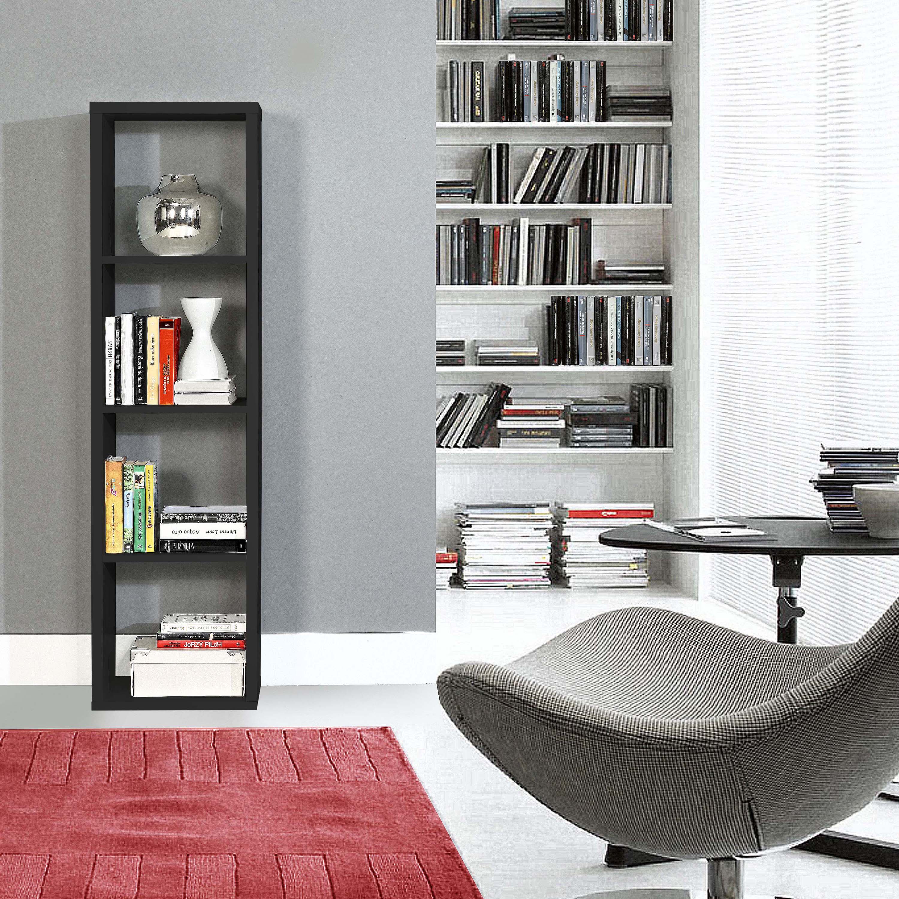 Mauro 3 Shelves Storage Unit in Matt Black – FTG, view 3