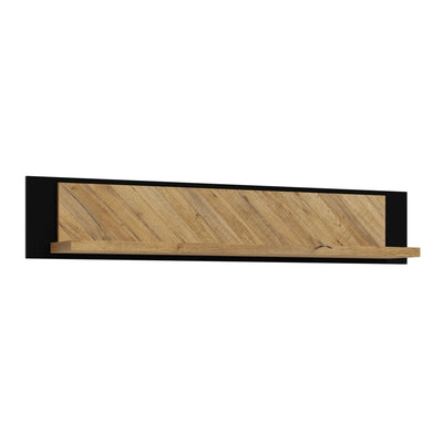 Nikomedes Wall Shelf 140cm in Spica Oak/Matt Black/Bartex Oak – FTG
