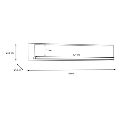 Nikomedes Wall Shelf 140cm in Spica Oak/Matt Black/Bartex Oak – FTG, view 5