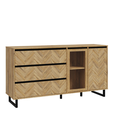 Nikomedes Sideboard in Spica Oak/Matt Black/Bartex Oak – FTG