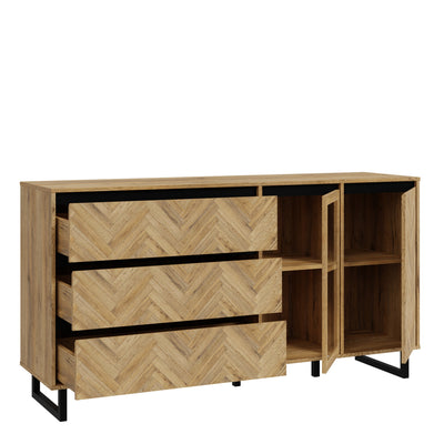 Nikomedes Sideboard in Spica Oak/Matt Black/Bartex Oak – FTG, view 3