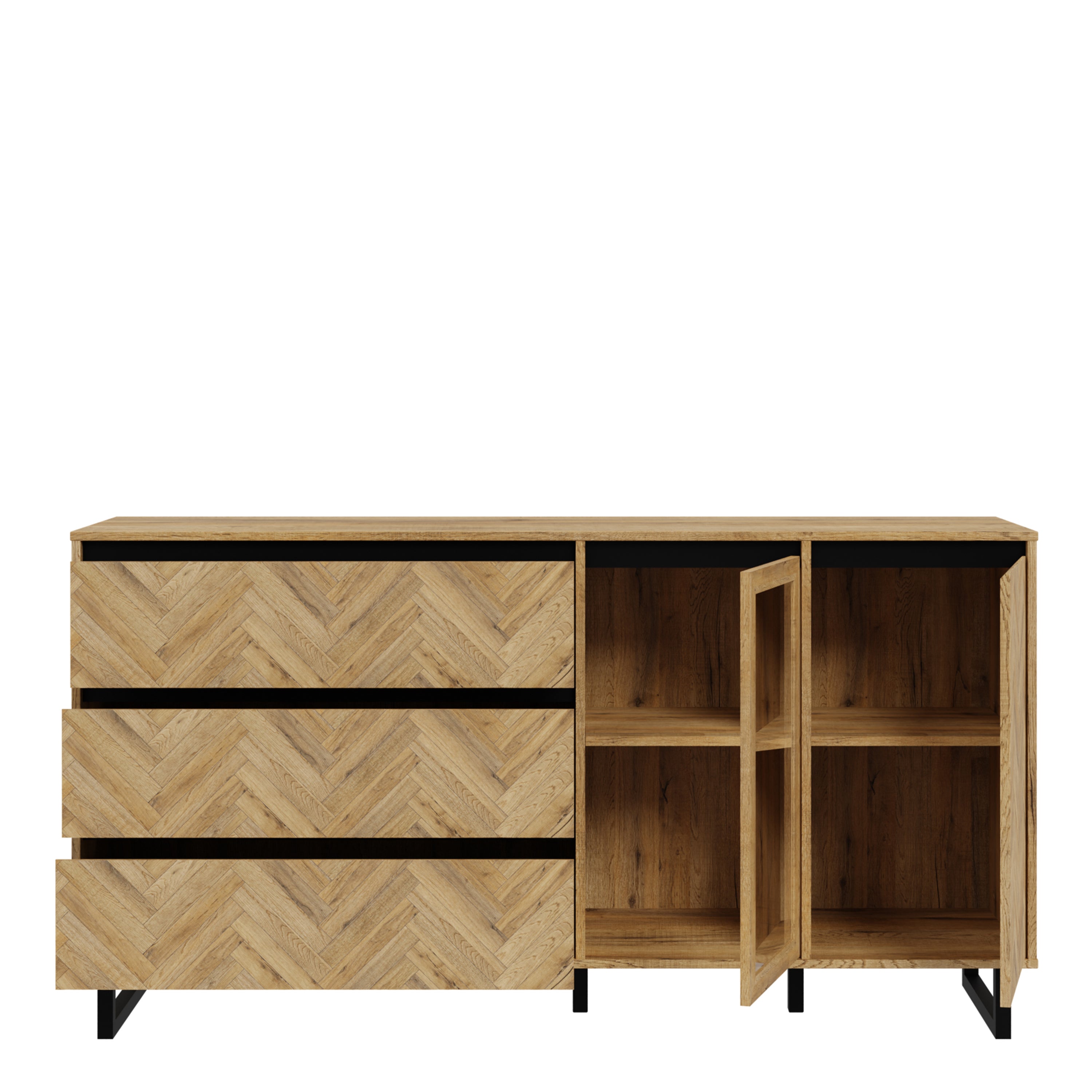 Nikomedes Sideboard in Spica Oak/Matt Black/Bartex Oak – FTG, view 4