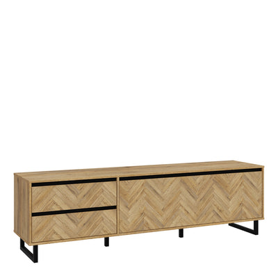 Nikomedes TV Unit  in Spica Oak/Matt Black/Bartex Oak – FTG