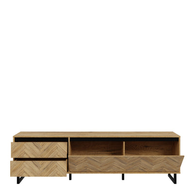 Nikomedes TV Unit  in Spica Oak/Matt Black/Bartex Oak – FTG, view 4