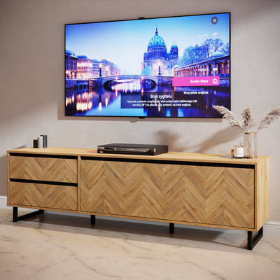 Nikomedes TV Unit  in Spica Oak/Matt Black/Bartex Oak – FTG, view 6