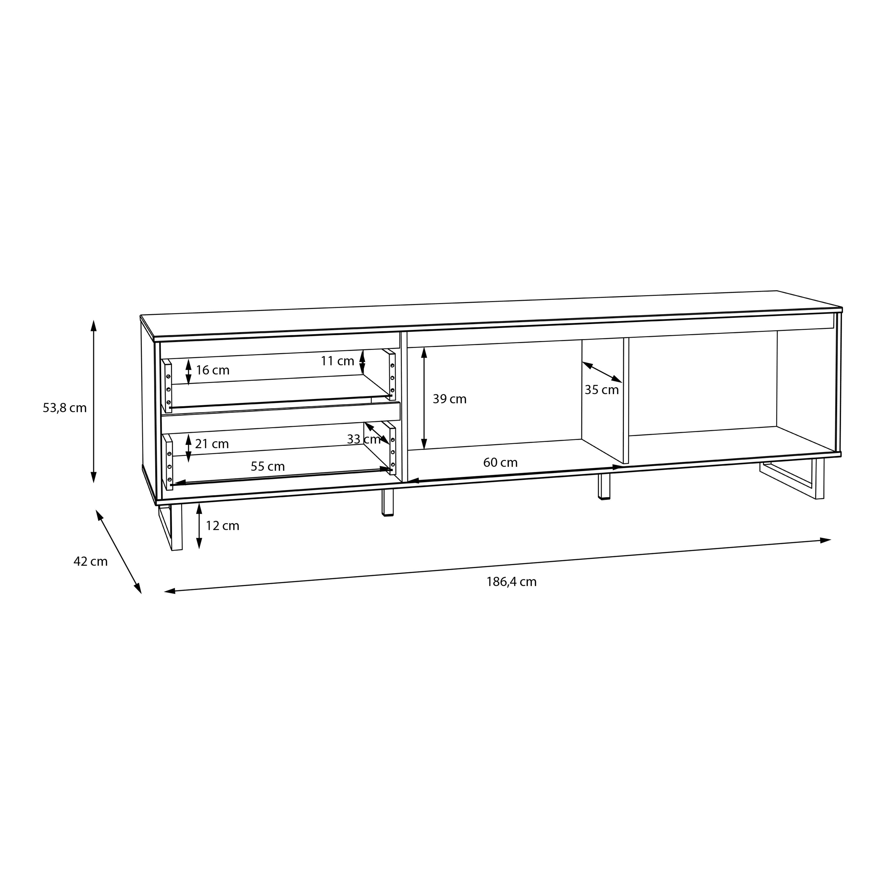 Nikomedes TV Unit  in Spica Oak/Matt Black/Bartex Oak – FTG, view 9
