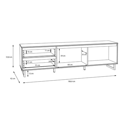 Nikomedes TV Unit  in Spica Oak/Matt Black/Bartex Oak – FTG, view 9