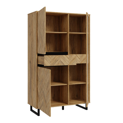 Nikomedes Display Cabinet in Spica Oak/Matt Black/Bartex Oak – FTG, view 2