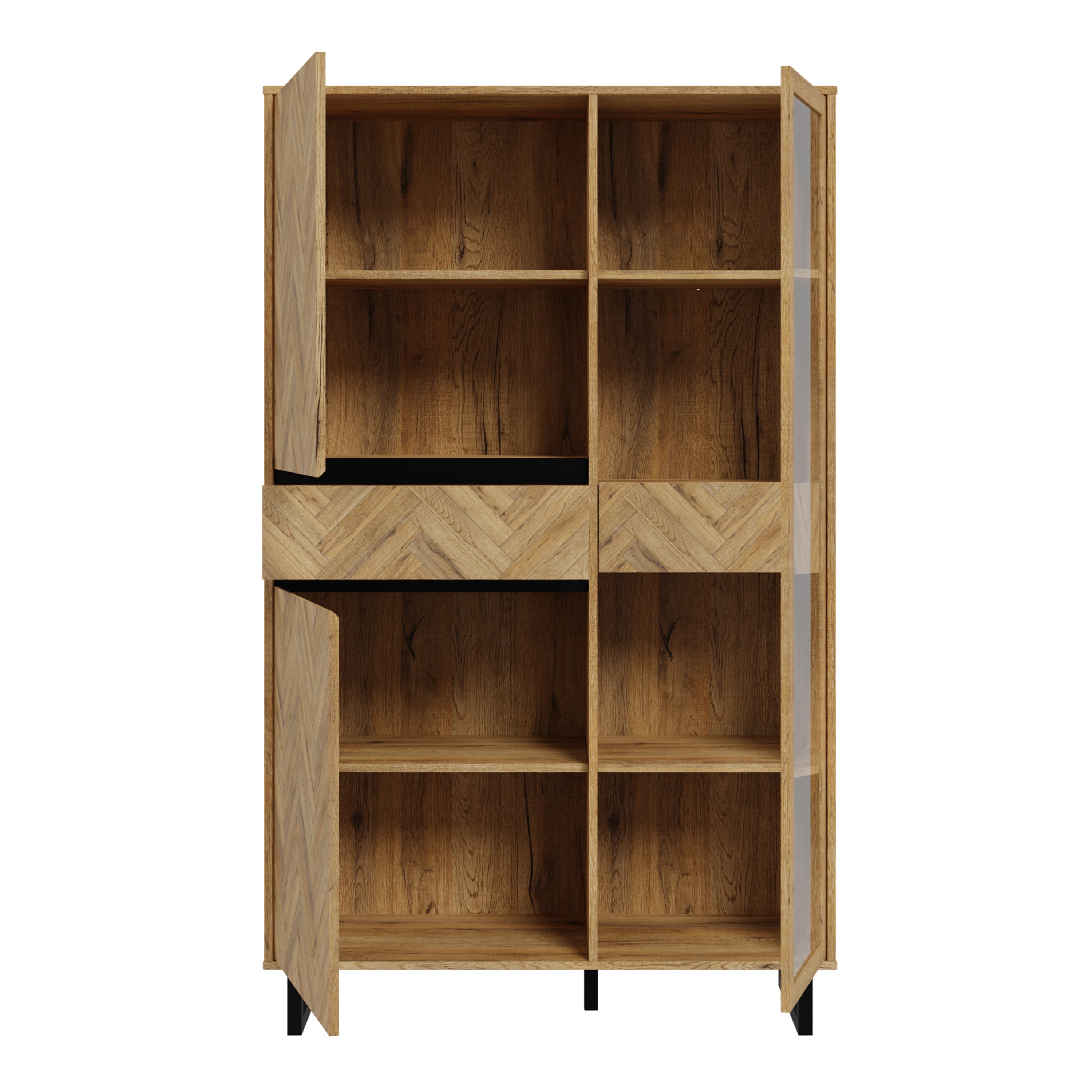 Nikomedes Display Cabinet in Spica Oak/Matt Black/Bartex Oak – FTG, view 3
