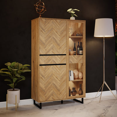 Nikomedes Display Cabinet in Spica Oak/Matt Black/Bartex Oak – FTG, view 5