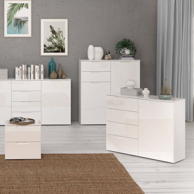 Sienna 4 Chest of Drawers 1 Door in White/White High Gloss – FTG, view 5