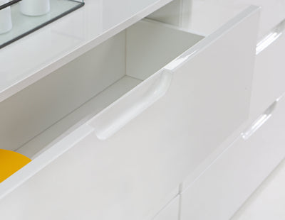 Sienna Wide Chest of 4 Drawers and 2 Doors in White/White High Gloss – FTG, view 10