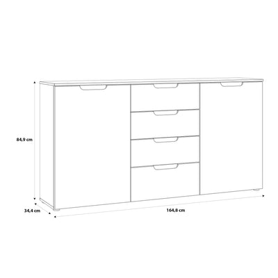 Sienna Wide Chest of 4 Drawers and 2 Doors in White/White High Gloss – FTG, view 11
