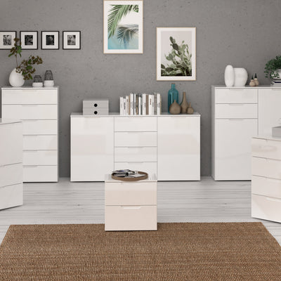 Sienna Wide Chest of 4 Drawers and 2 Doors in White/White High Gloss – FTG, view 6