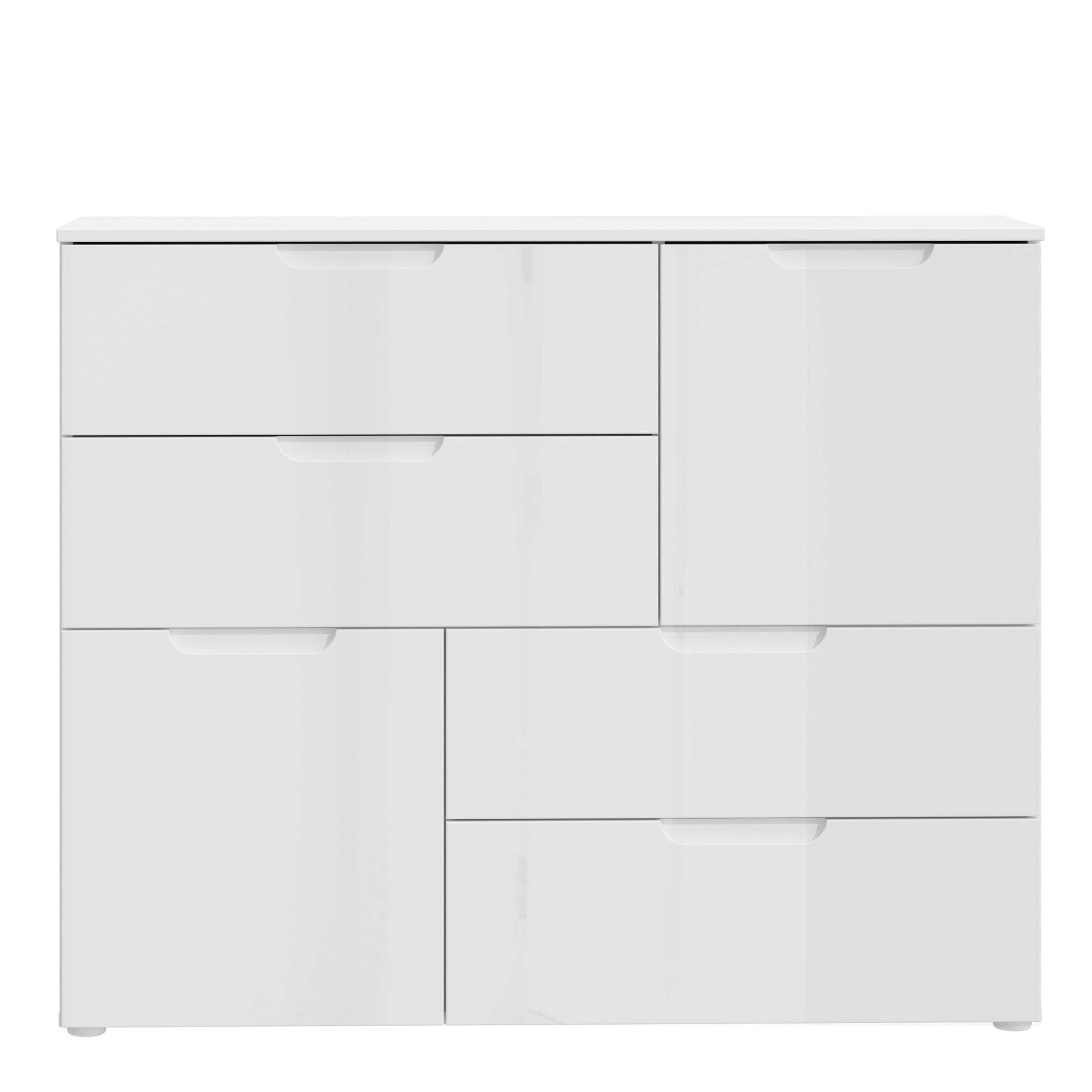 Sienna Abstract Chest of in White/White High Gloss – FTG, view 2