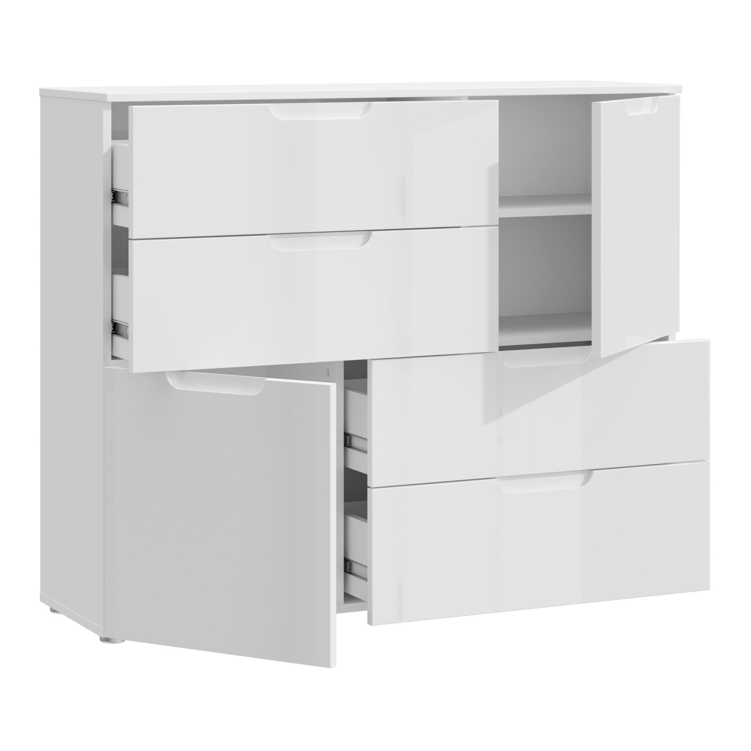 Sienna Abstract Chest of in White/White High Gloss – FTG, view 3