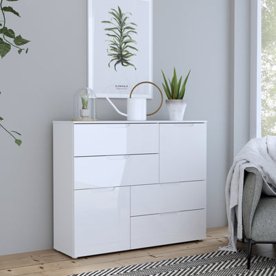 Sienna Abstract Chest of in White/White High Gloss – FTG, view 5