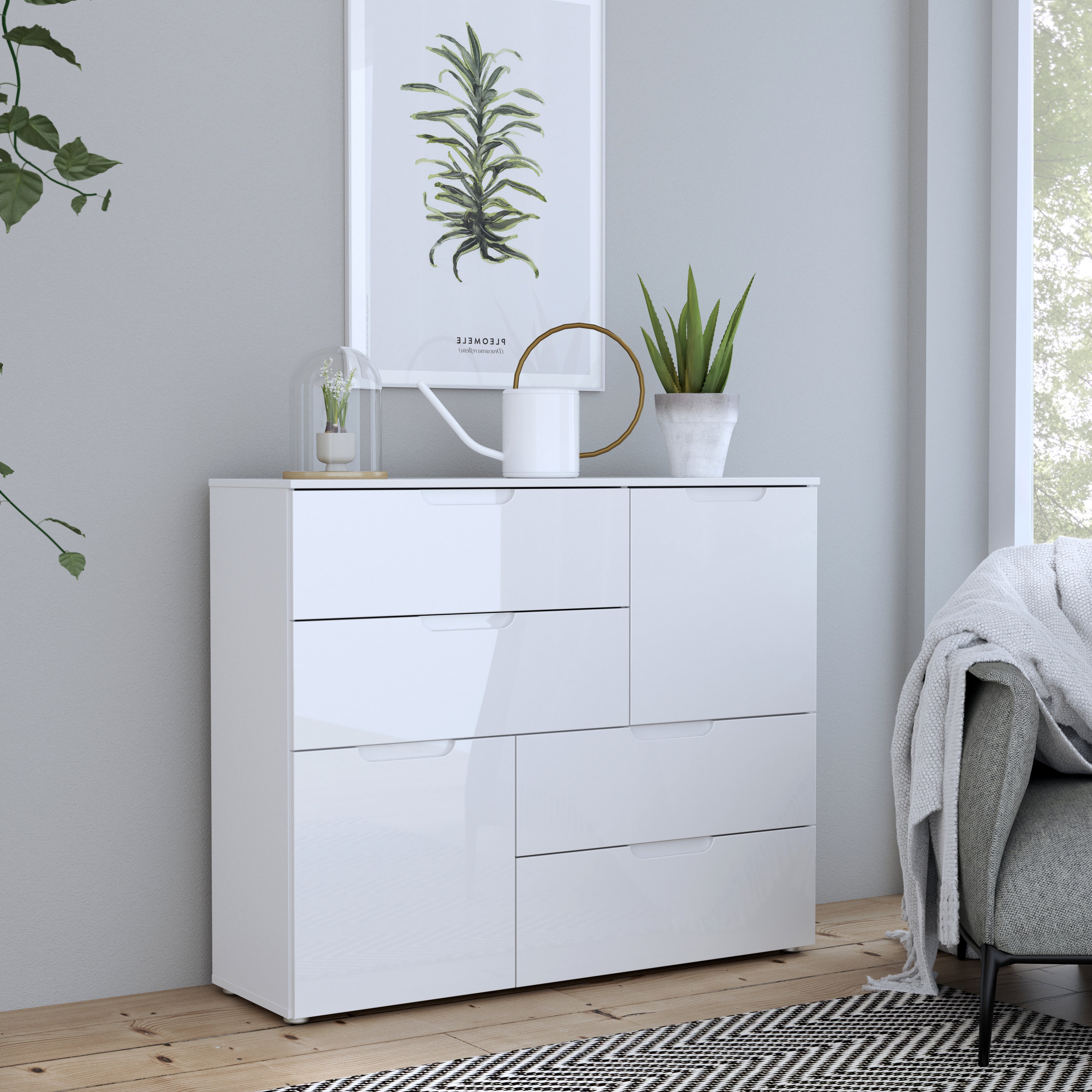 Sienna Abstract Chest of in White/White High Gloss – FTG, view 5
