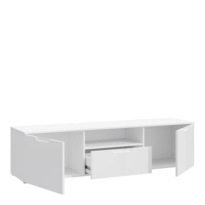 Sienna TV Unit  in White/White High Gloss – FTG, view 3