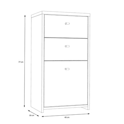 Best Chest Storage Cabinet 2 Drawers 1 Door in Concrete Optic Dark Grey/Old - Wood Vintage – FTG, view 6