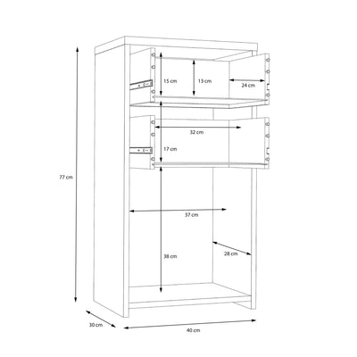 Best Chest Storage Cabinet 2 Drawers 1 Door in Concrete Optic Dark Grey/Old - Wood Vintage – FTG, view 7