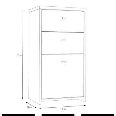 Best Chest Storage Cabinet 2 Drawers 1 Door in Artisan Oak/White – FTG, view 8