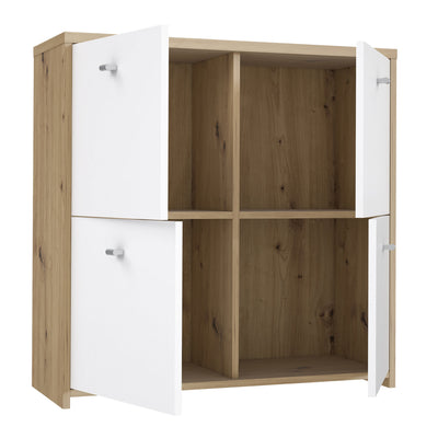 Best Chest Storage Cabinet with 4 Doors in Artisan Oak/White – FTG, view 5