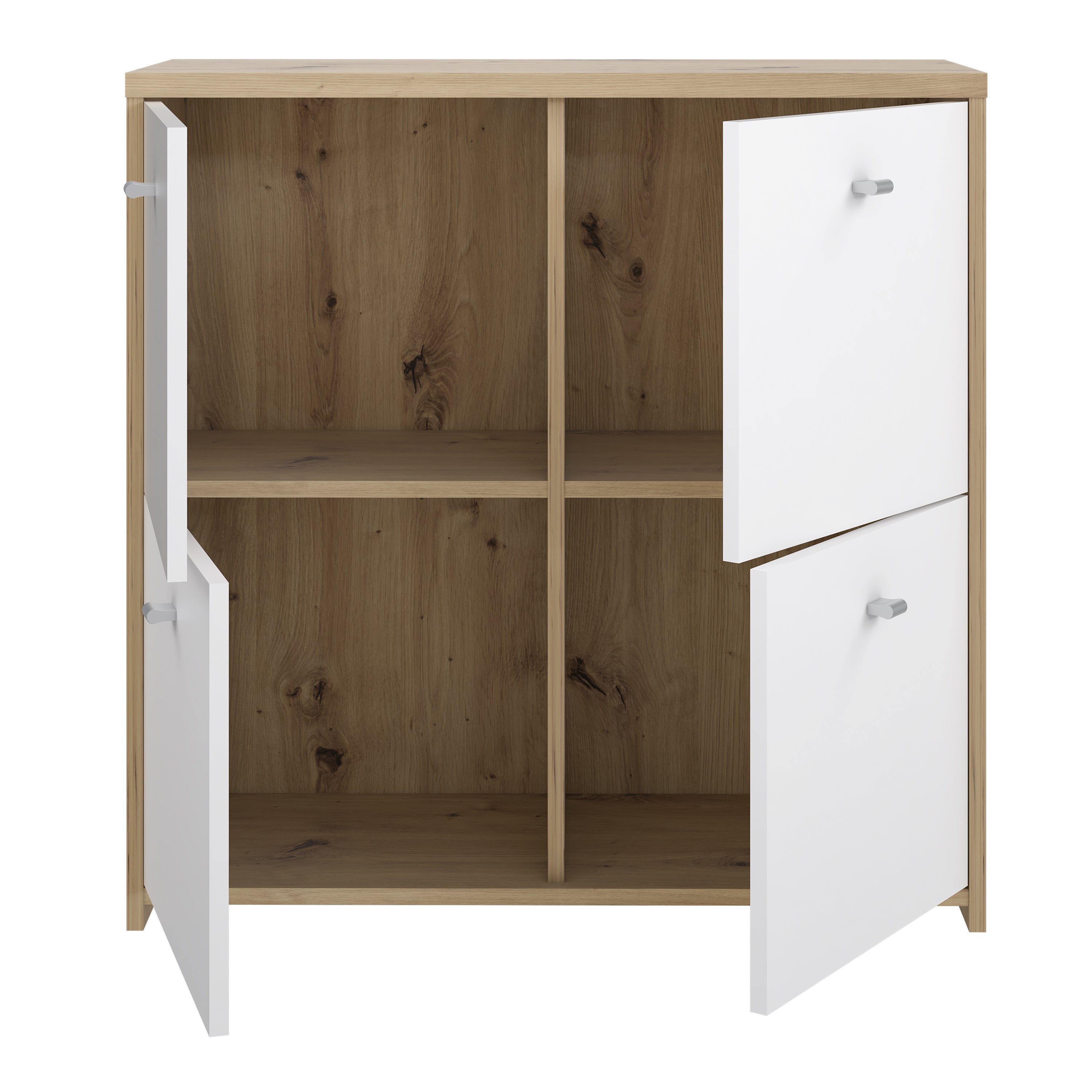 Best Chest Storage Cabinet with 4 Doors in Artisan Oak/White – FTG, view 6