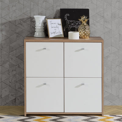 Best Chest Storage Cabinet with 4 Doors in Artisan Oak/White – FTG, view 7
