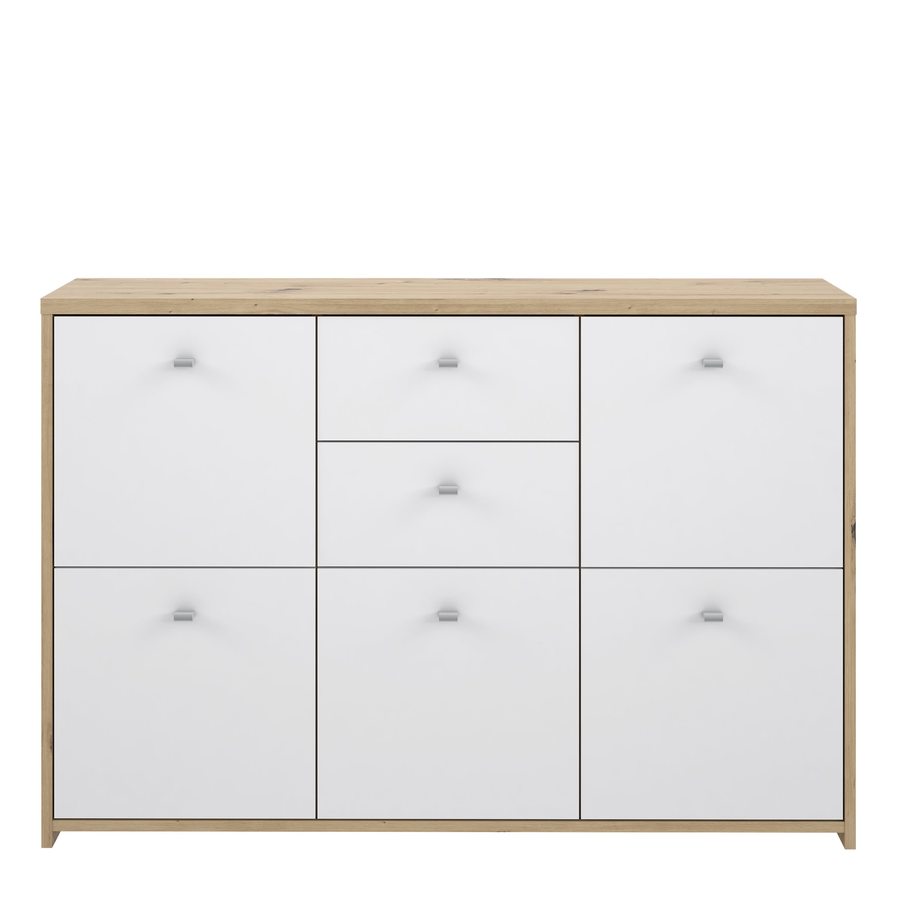 Best Chest Storage Cabinet with 2 Drawers and 5 Doors in Artisan Oak/White – FTG, view 2