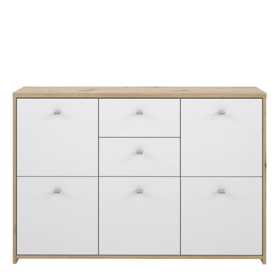 Best Chest Storage Cabinet with 2 Drawers and 5 Doors in Artisan Oak/White – FTG, view 2