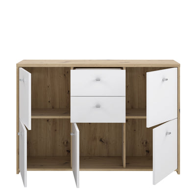 Best Chest Storage Cabinet with 2 Drawers and 5 Doors in Artisan Oak/White – FTG, view 6
